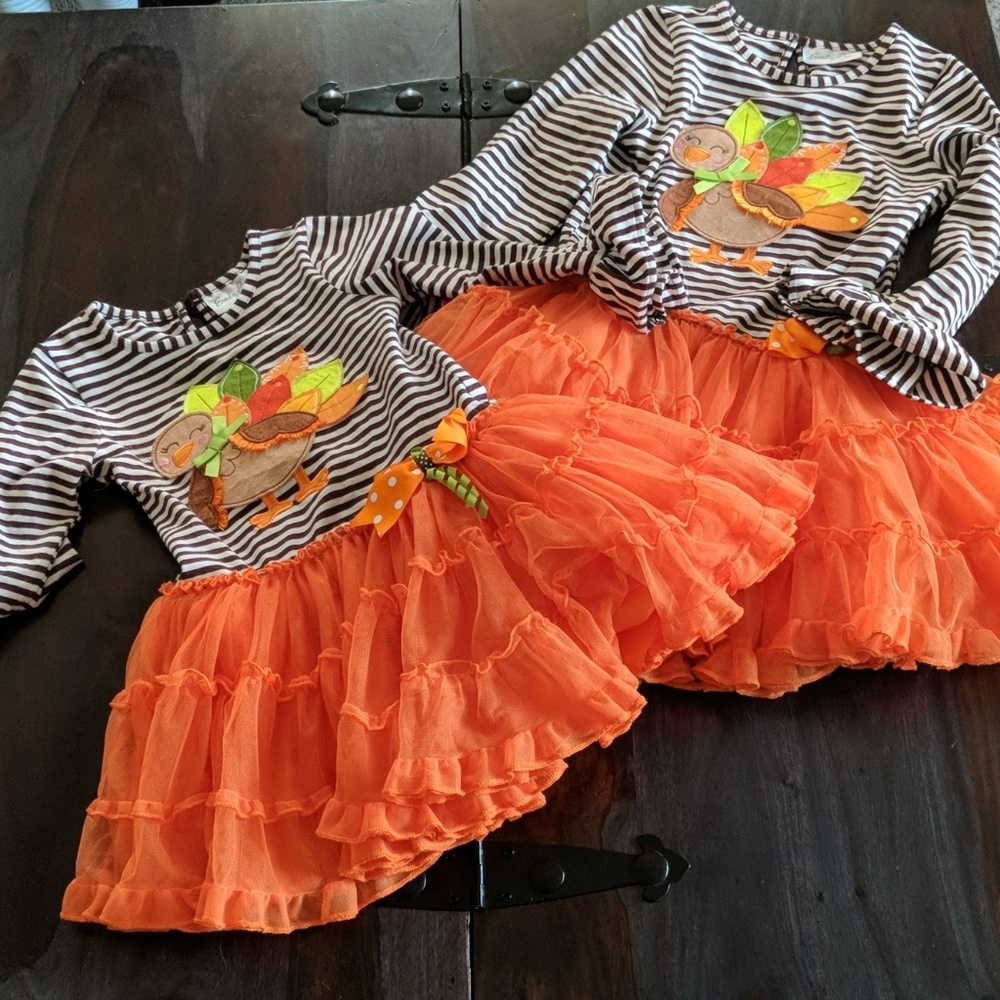 Thanksgiving dress matching 4t & 8
